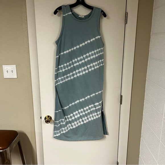 Splendid Celeste midi shift dress in blue and white tie dye - Picture 4 of 5